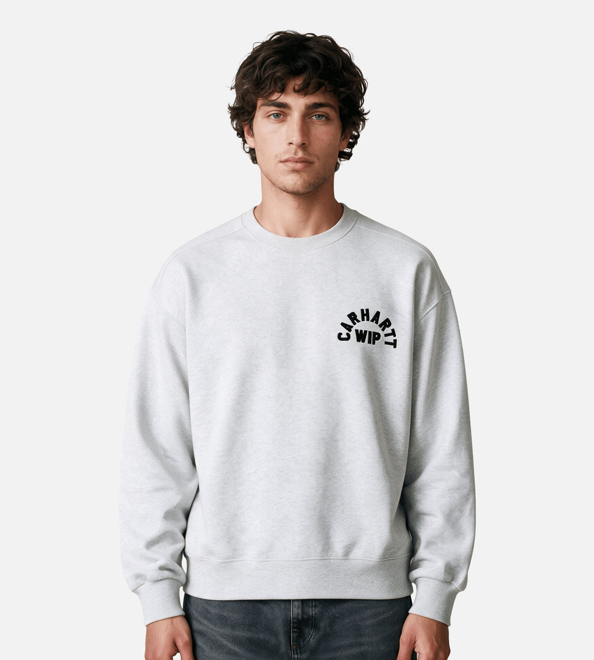 Carhartt WIP Arch Script Sweater Ash Heather Dark Navy