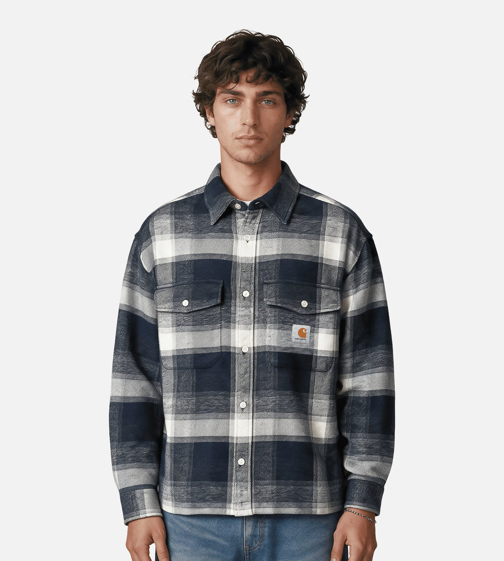 Carhartt WIP Long Sleeve Esterson Shirt Esterson Check Dark Navy