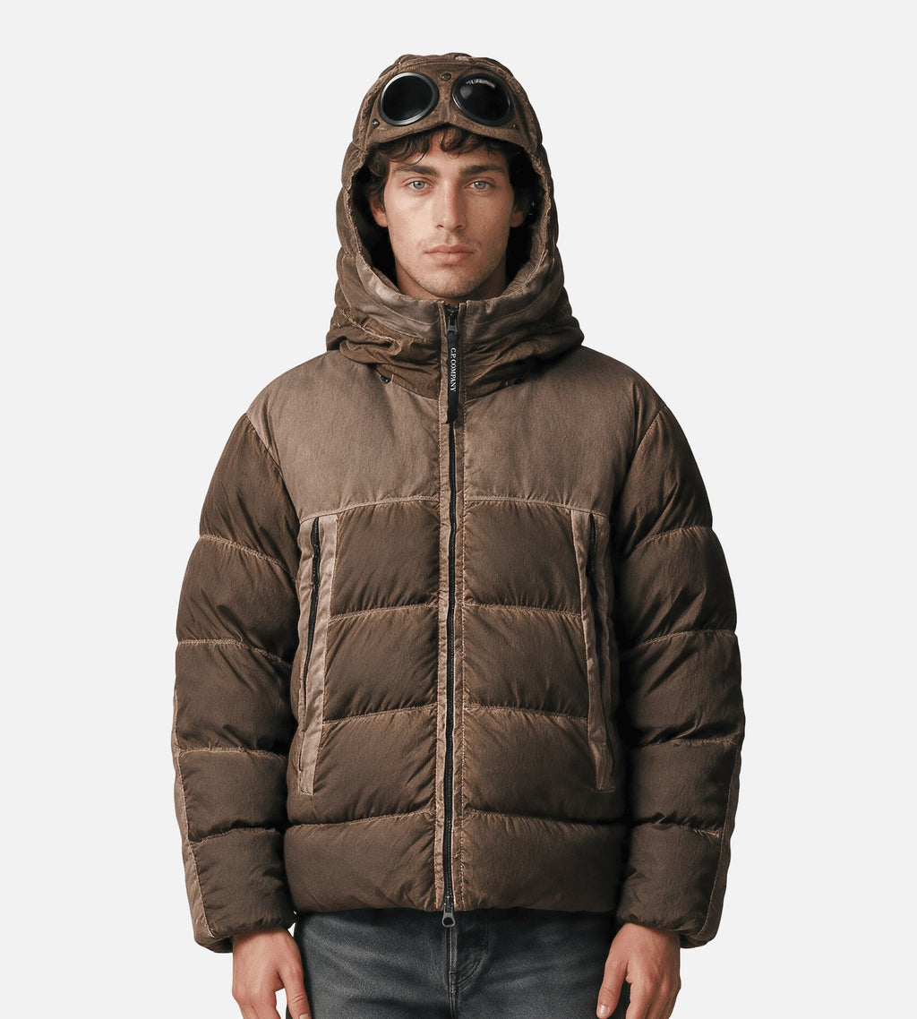 C.P. Company Eco-Chrome R Mixed Goggle Down Jacket Re-Color Brown