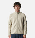 C.P. Company Waffle Knit Cotton Zip Lens Cardigan Silver Birch