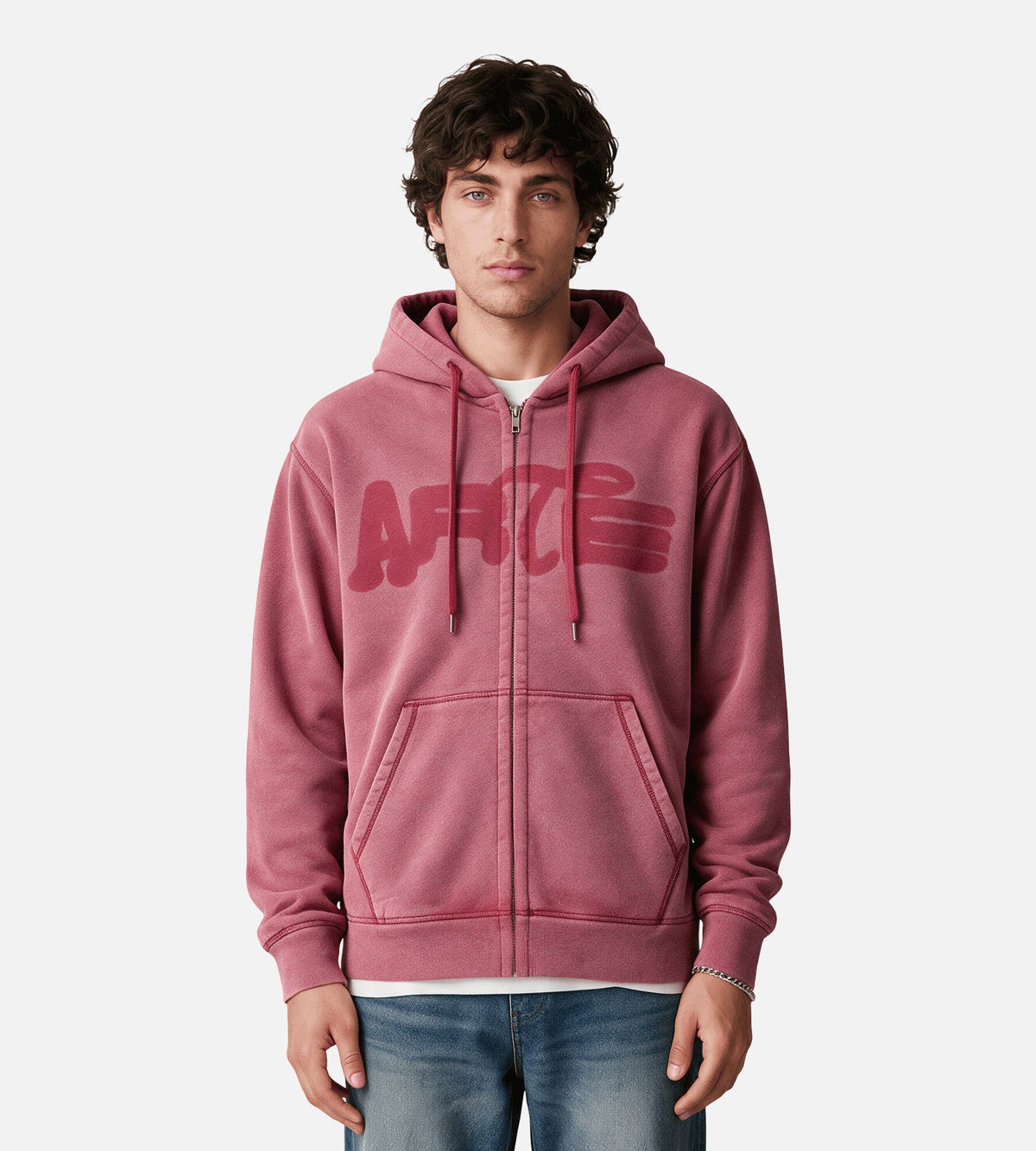 Arte Antwerp Stencil Sunfade Zip Hoodie Red