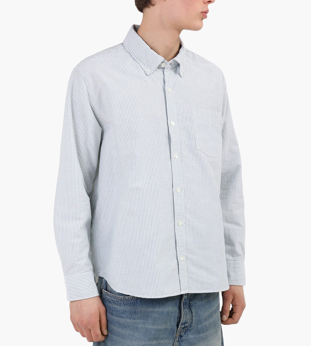 Corridor Stripe Oxford Long Sleeve Shirt Green