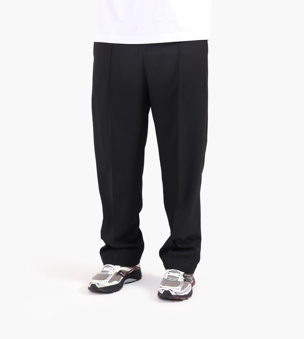 about:blank Everyday Pleated Trouser Polymix Black
