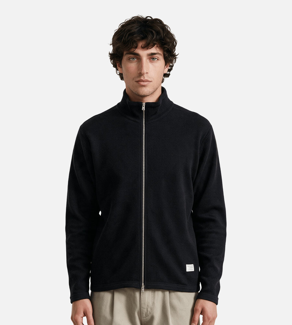Norse Projects Teno Cotton Hemp Military Rib Zip Cardigan Black