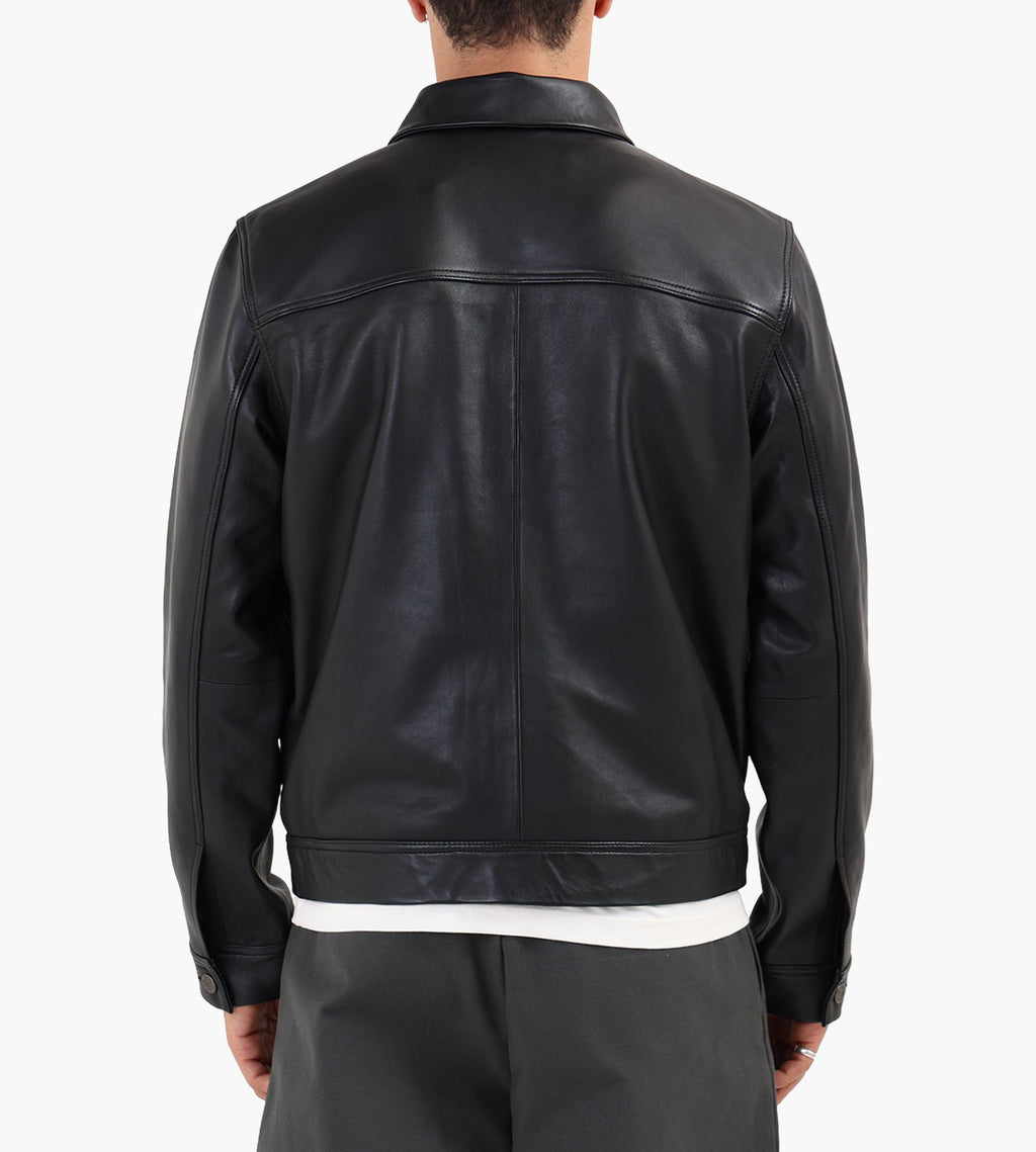 Won Hundred Clayton Leather Shirt Jacket Black