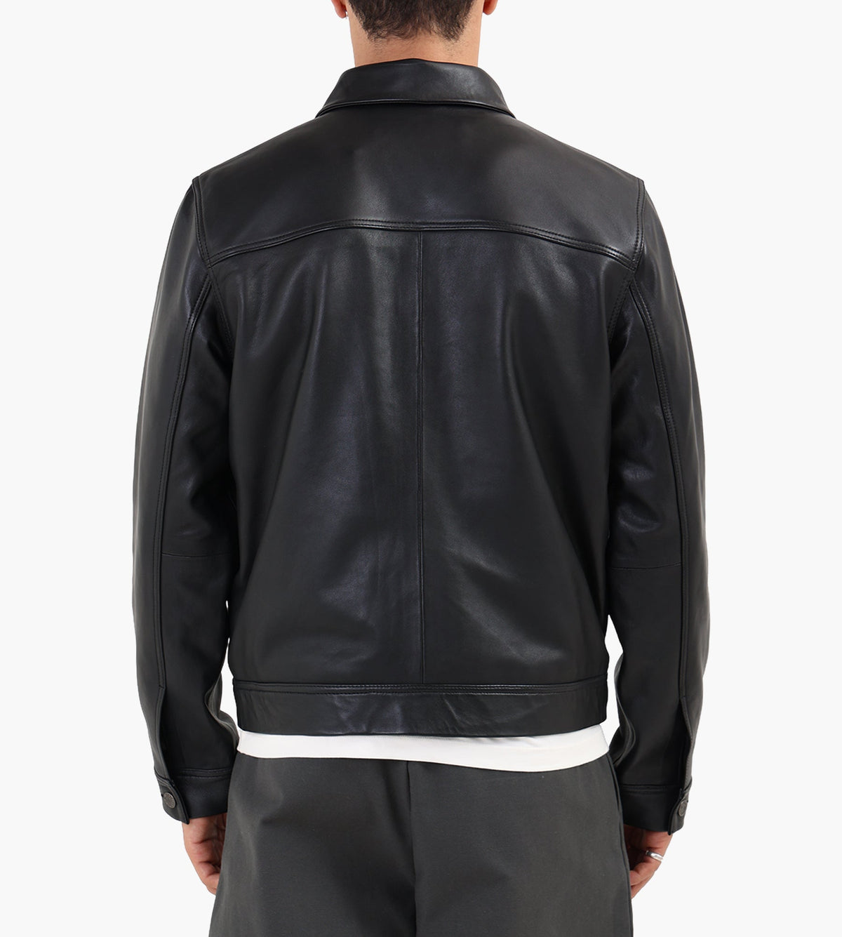 Won Hundred Clayton Leather Shirt Jacket Black