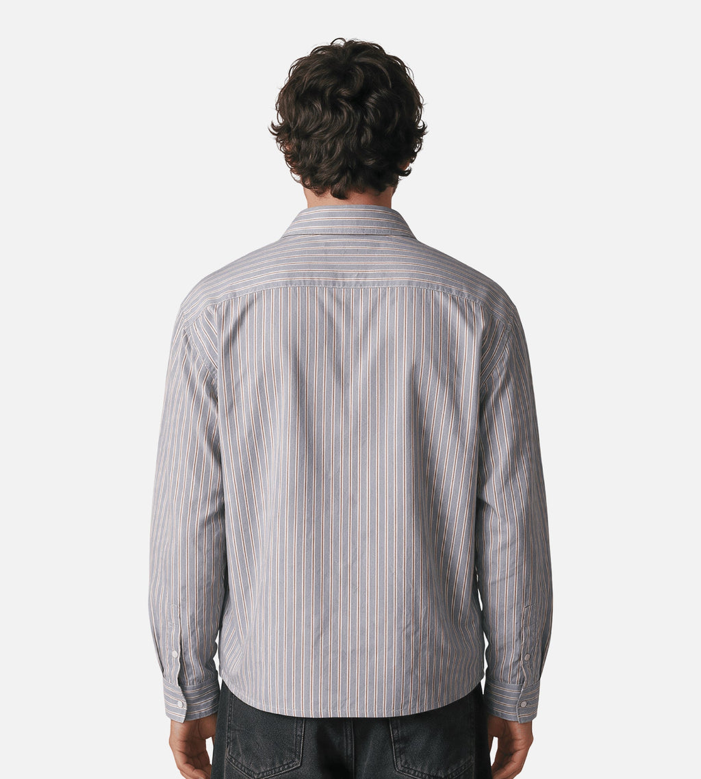 Won Hundred Maza Stripe Shirt Steel Grey COMB.