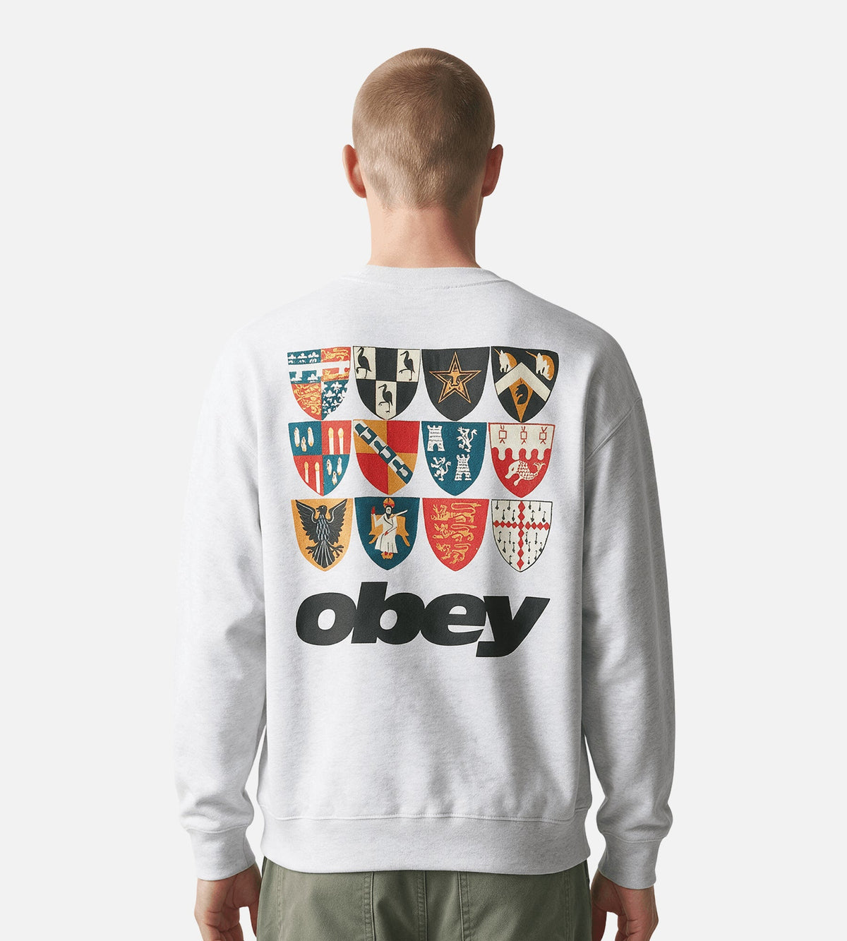 Obey Shields Extra Heavy Crewneck Ash Grey