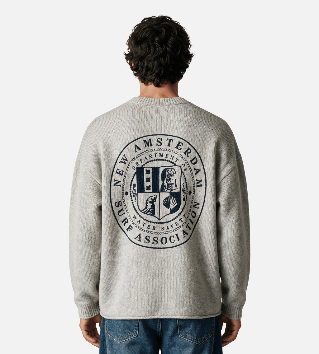 New Amsterdam Surf Association Knitted Stamp Crewneck Grey Melange