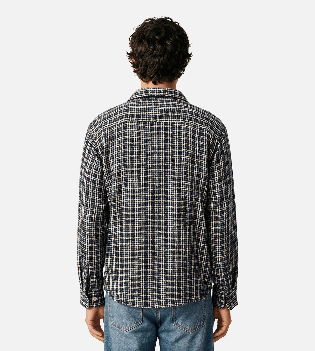 Corridor Reverse Tweed Snow Check Long Sleeve Shirt Blue