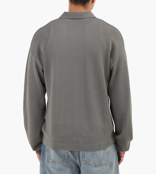 about:blank Resort Long Sleeve Knit Polo Cotton Sage