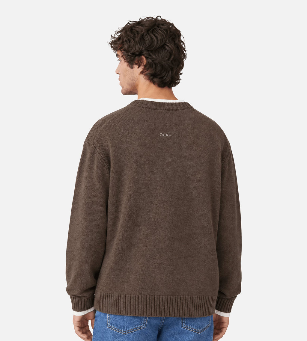 OLAF Essential Knitted Crewneck Chocolateplum