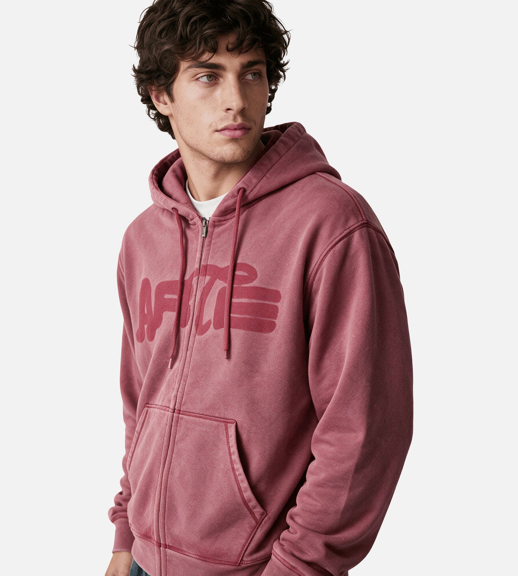 Arte Antwerp Stencil Sunfade Zip Hoodie Red