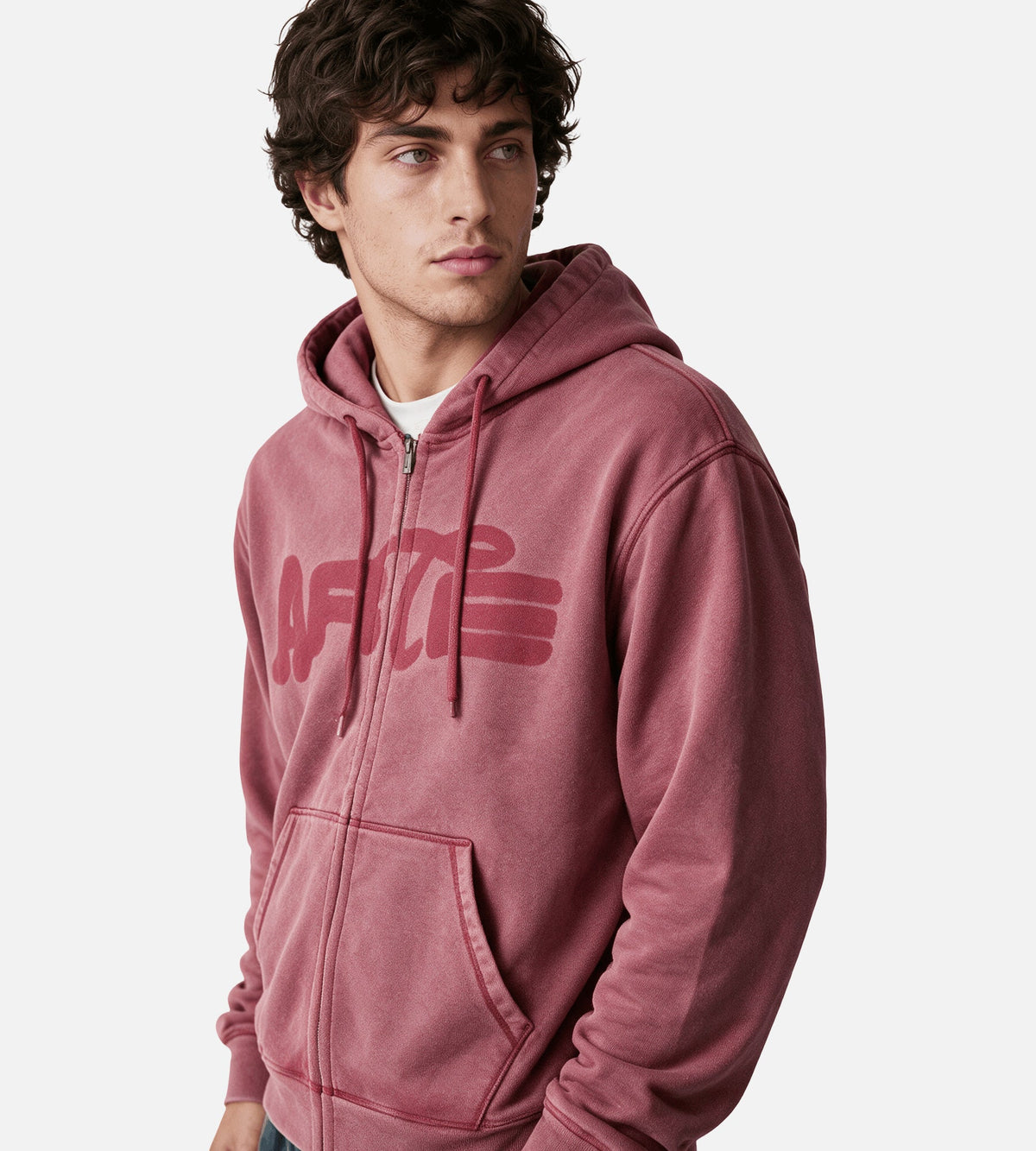 Arte Antwerp Stencil Sunfade Zip Hoodie Red