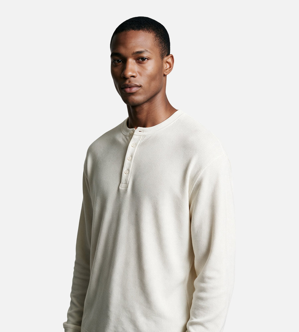 OLAF Waffle Henley Longsleeve Off White