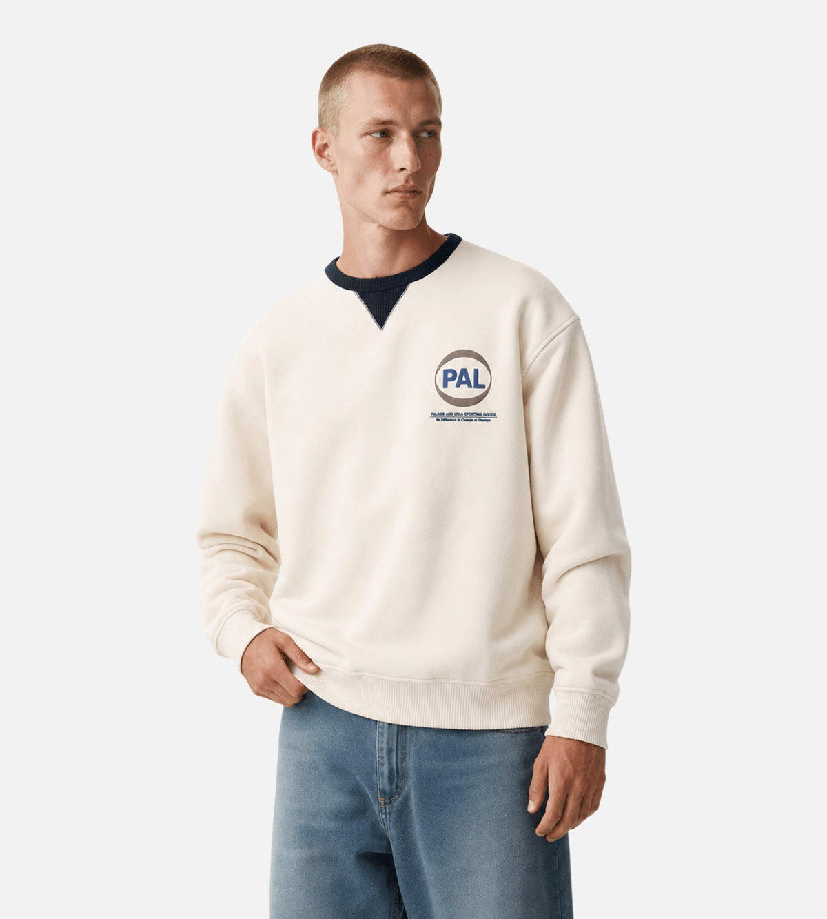 PAL Sporting Goods Pre Game Crewneck Marshmallow Navy