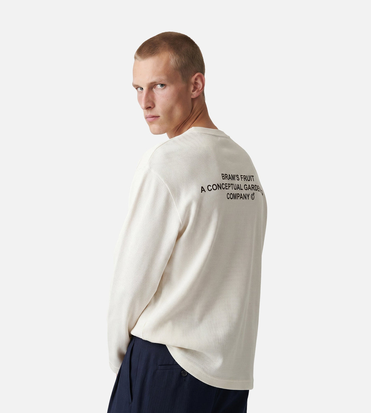 Bram's Fruit Stamp Waffle Longsleeve White