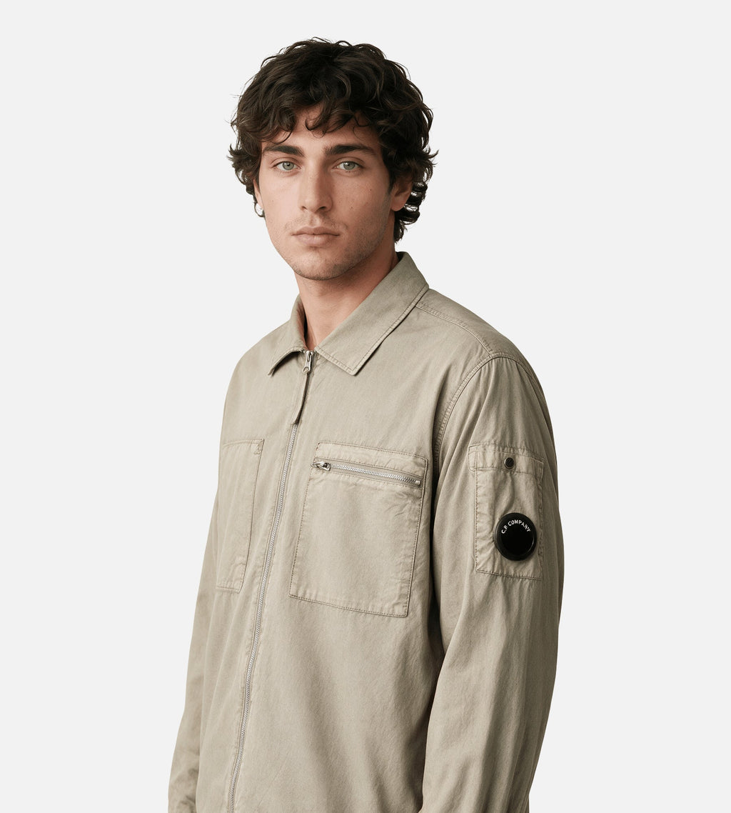 C.P. Company Cotton Plain Face Resined Zipped Lens Overshirt Fallen Rock