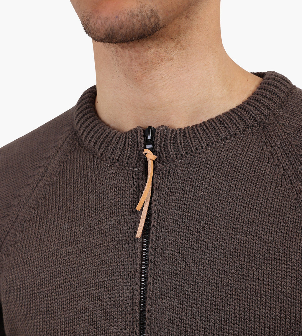 Café-Mountain Zip Through Raglan Knit Earth