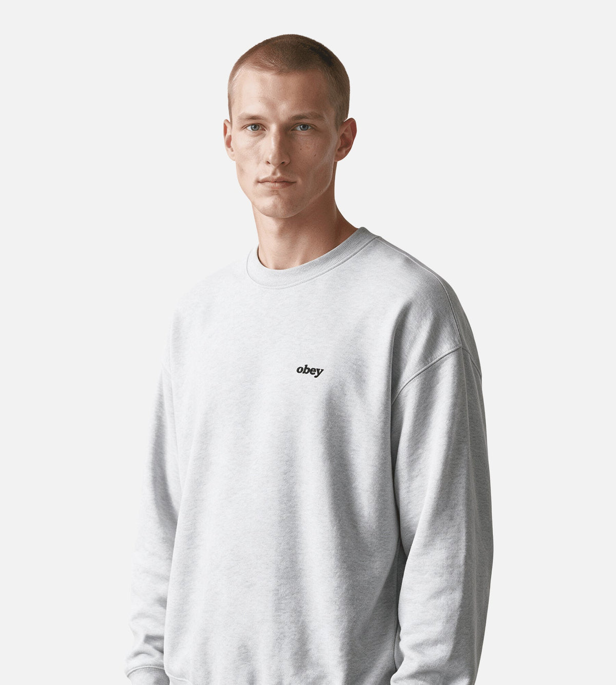 Obey Shields Extra Heavy Crewneck Ash Grey