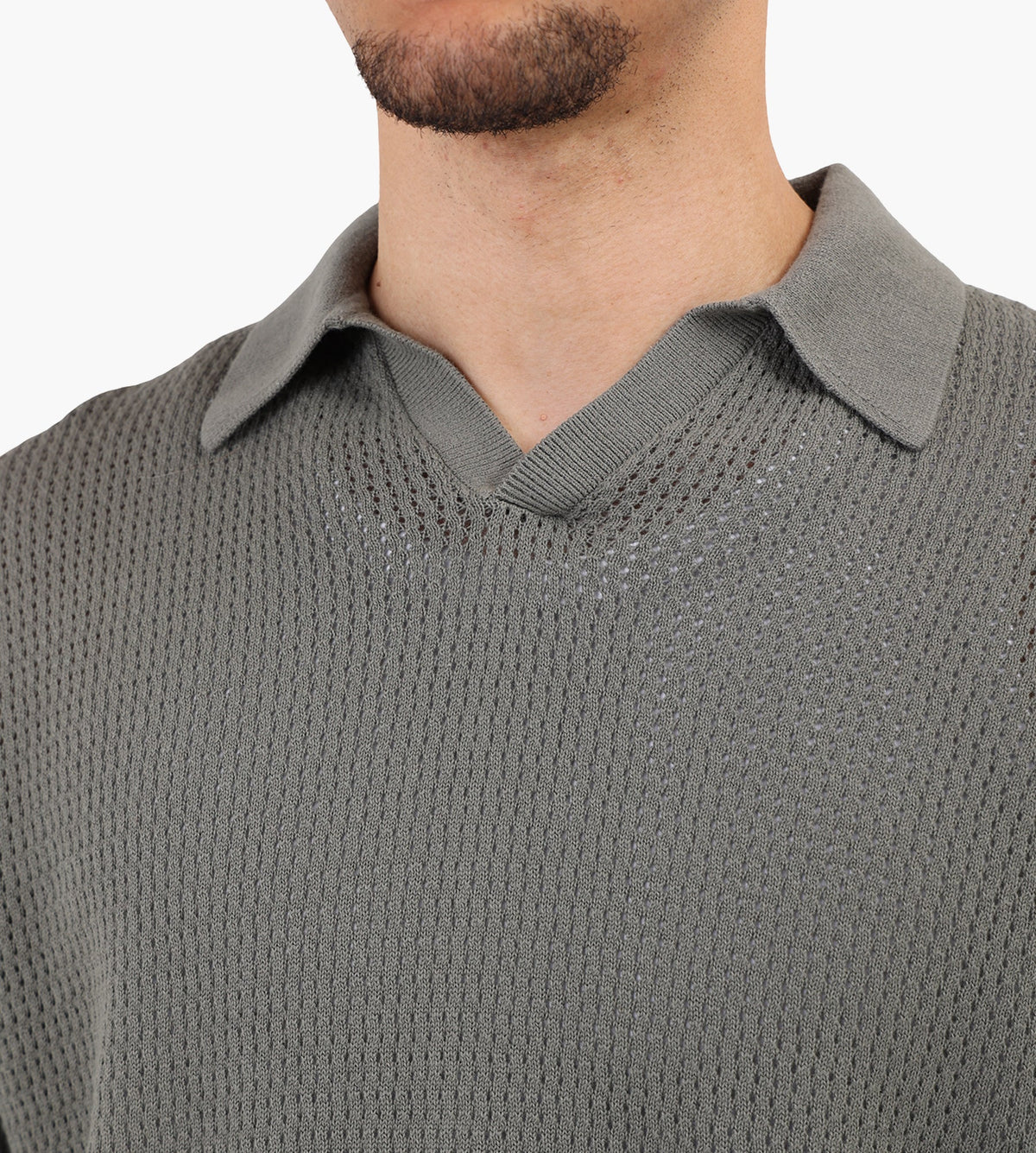 about:blank Resort Long Sleeve Knit Polo Cotton Sage