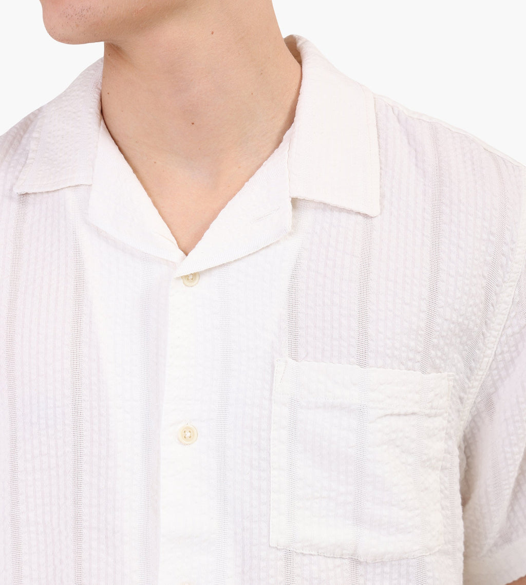 Corridor Striped Seersucker Short Sleeve Shirt White