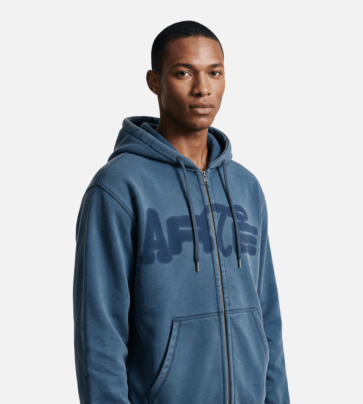 Arte Antwerp Stencil Sunfade Zip Hoodie Navy