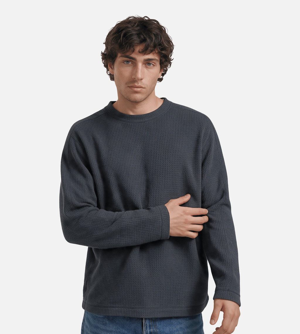 OLAF Waffle Crewneck Charcoal