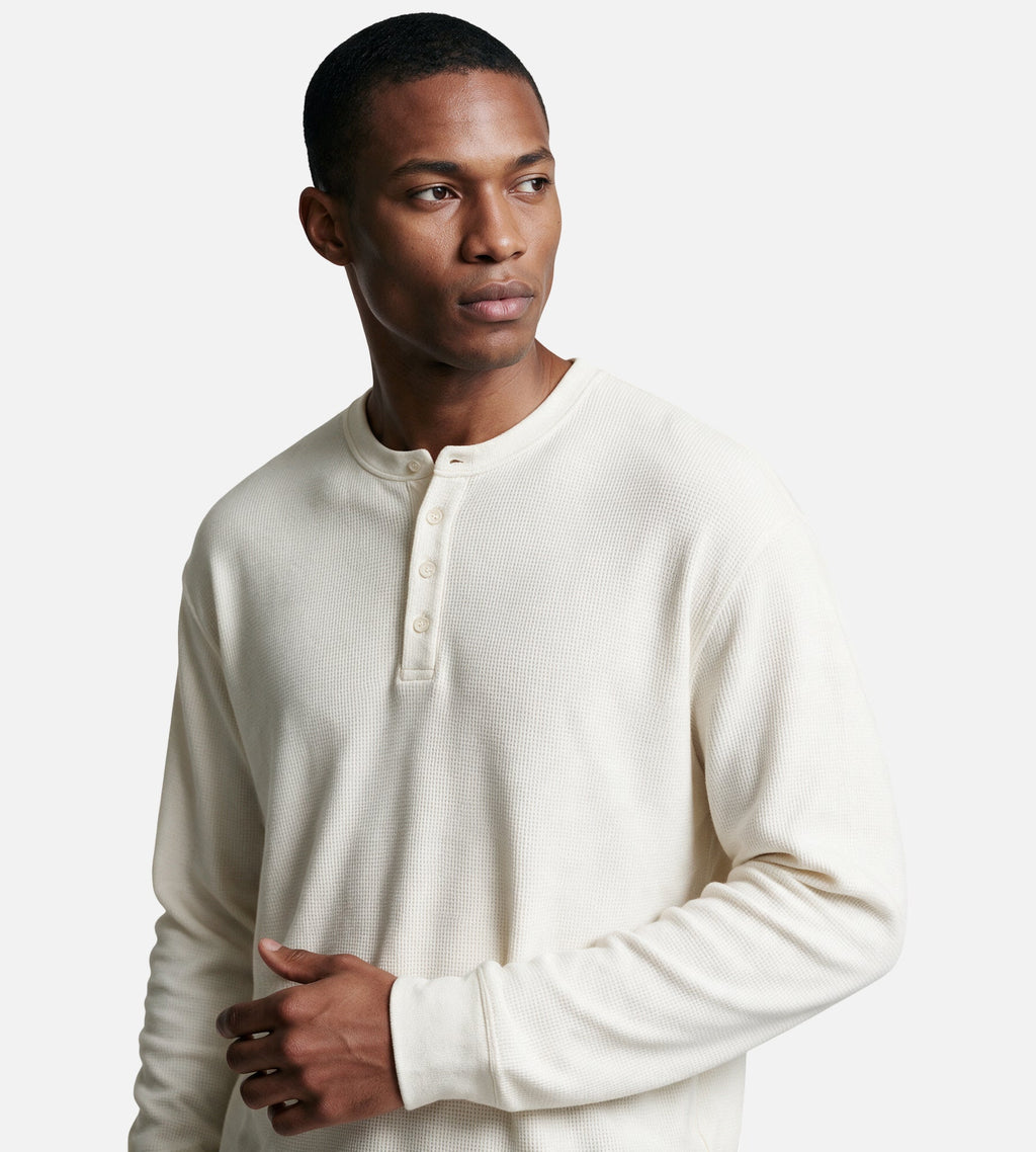 OLAF Waffle Henley Longsleeve Off White