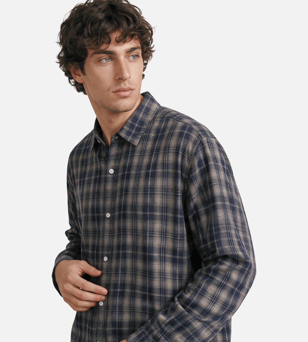 New Amsterdam Surf Association Beach Shirt Check Night Grey Check