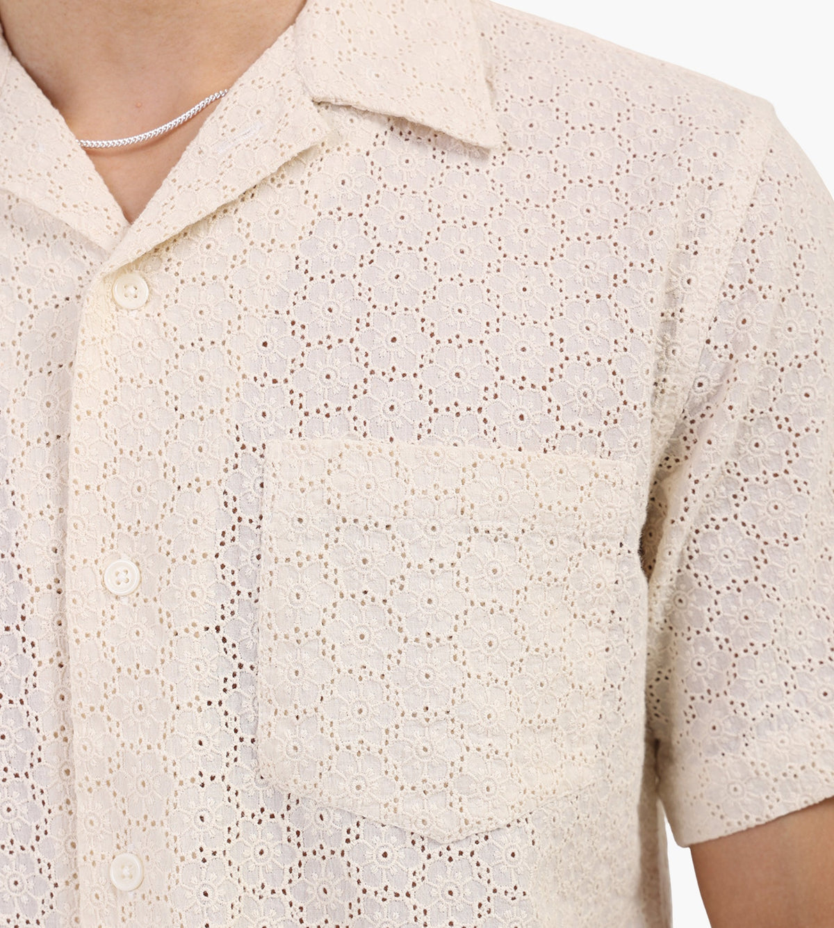 Corridor Floral Eyelet Short Sleeve Shirt Natural