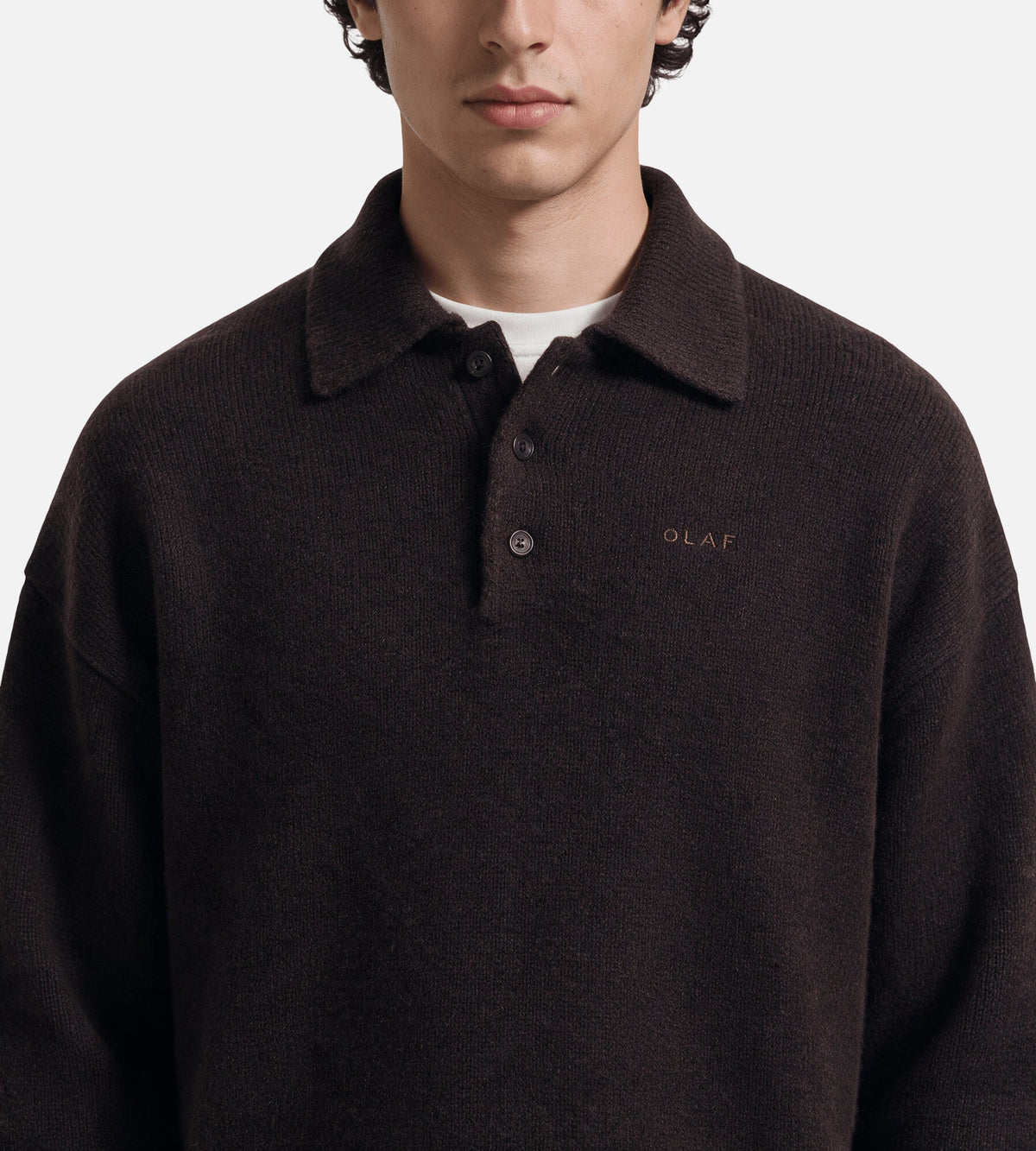 OLAF Oversized Knitted Polo Chocolateplum