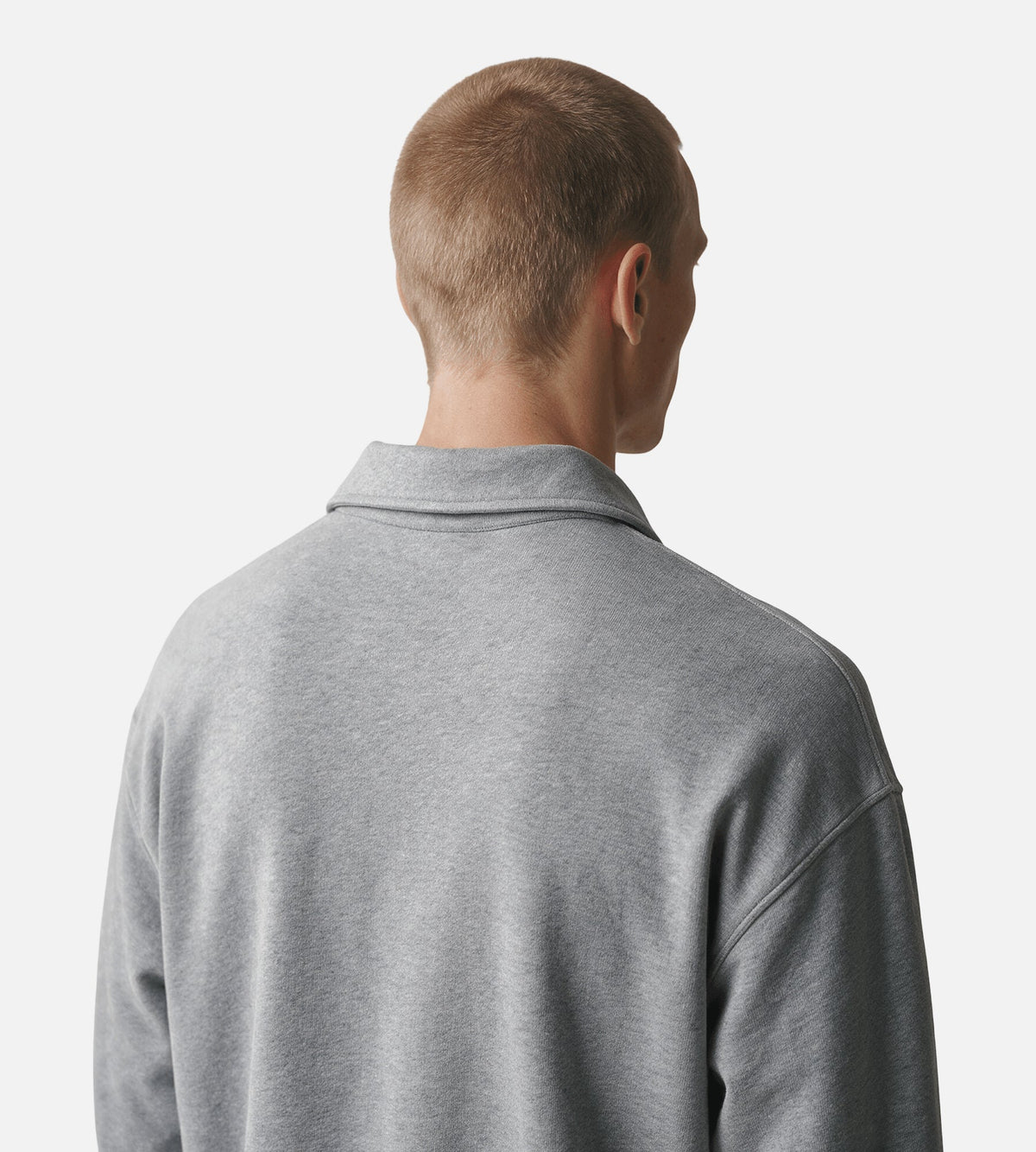 Norse Projects Hjartdal Brushed Diagonal Cotton Fleece Polo Grey Melange