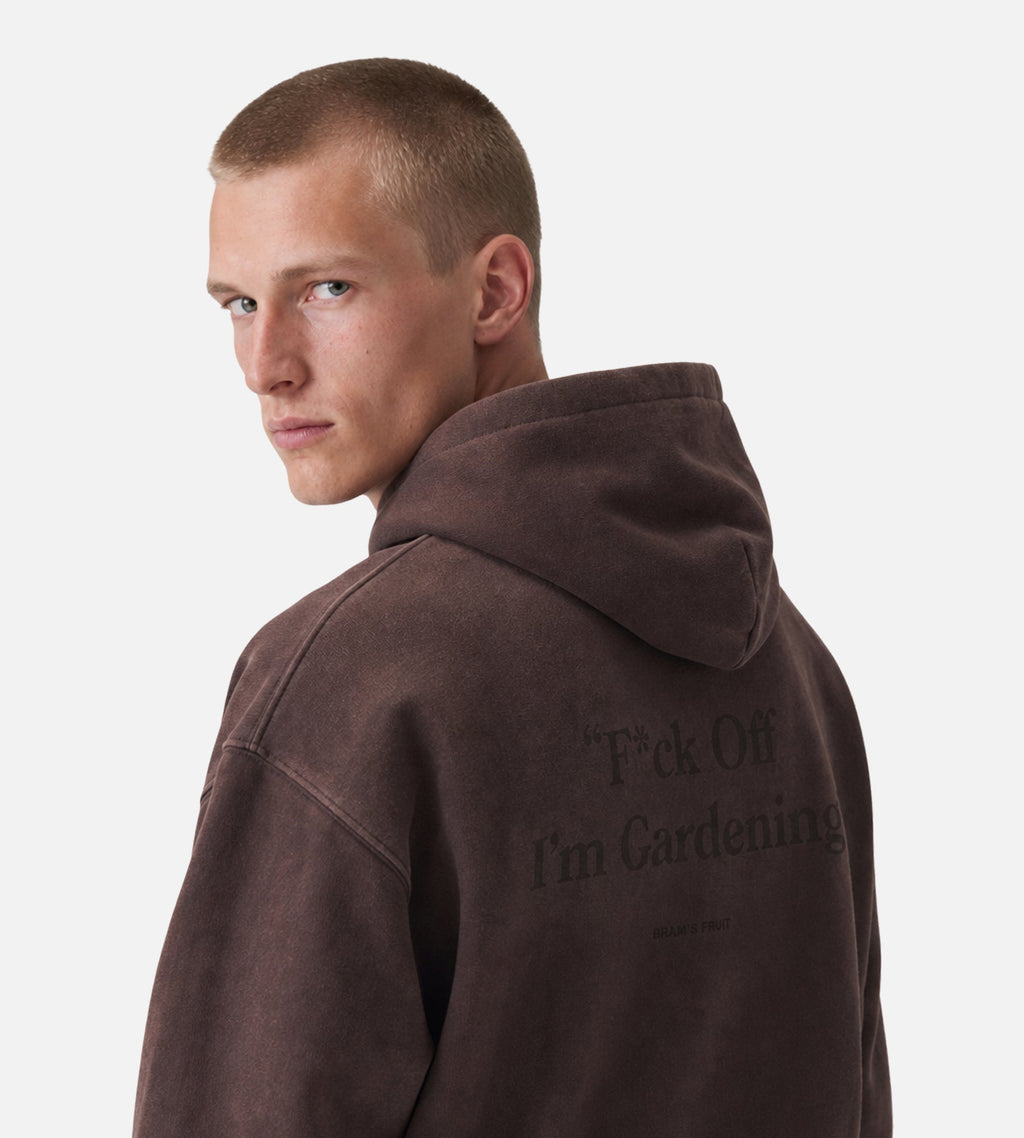 Bram's Fruit Distressed “F*ck Off I’m Gardening” Hoodie Brown