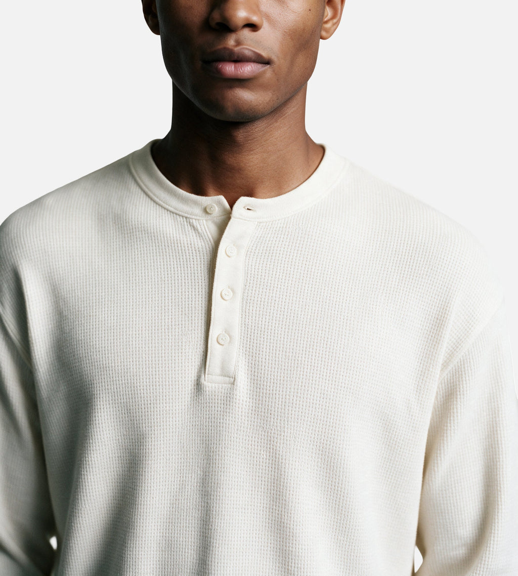 OLAF Waffle Henley Longsleeve Off White