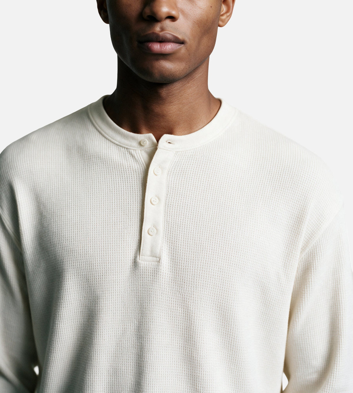 OLAF Waffle Henley Longsleeve Off White