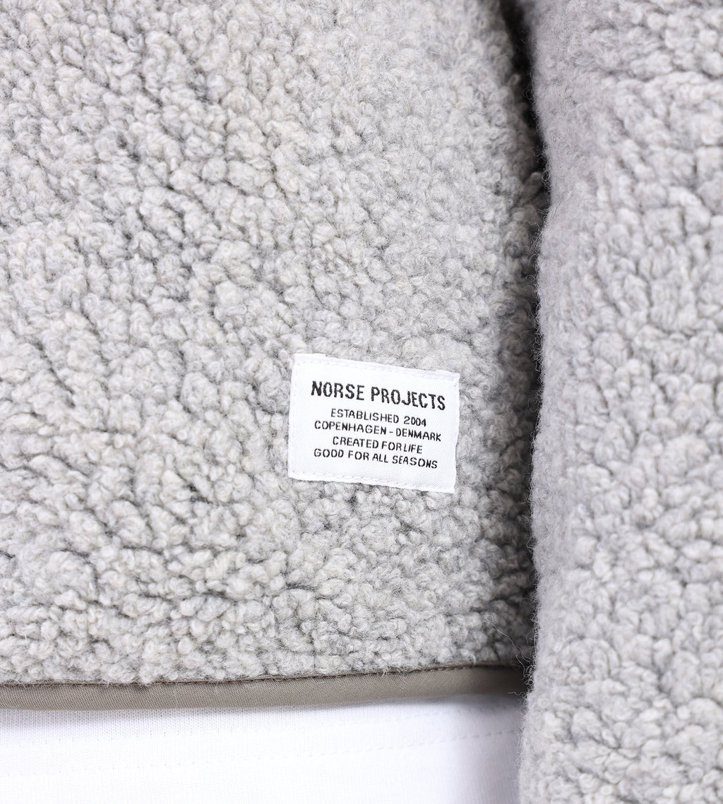 Norse Projects Bjorn Sherpa Wool Fleece Jacket Grey Melange