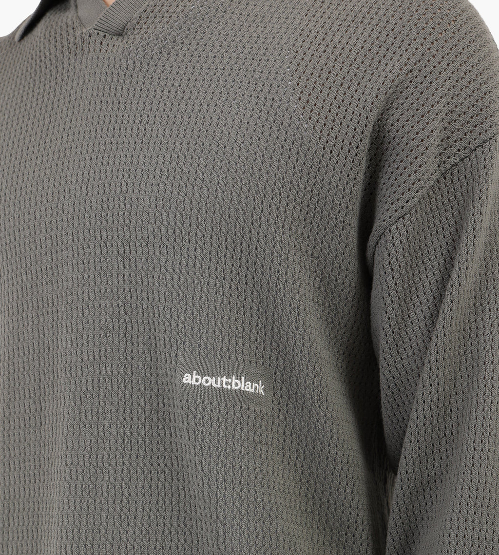 about:blank Resort Long Sleeve Knit Polo Cotton Sage