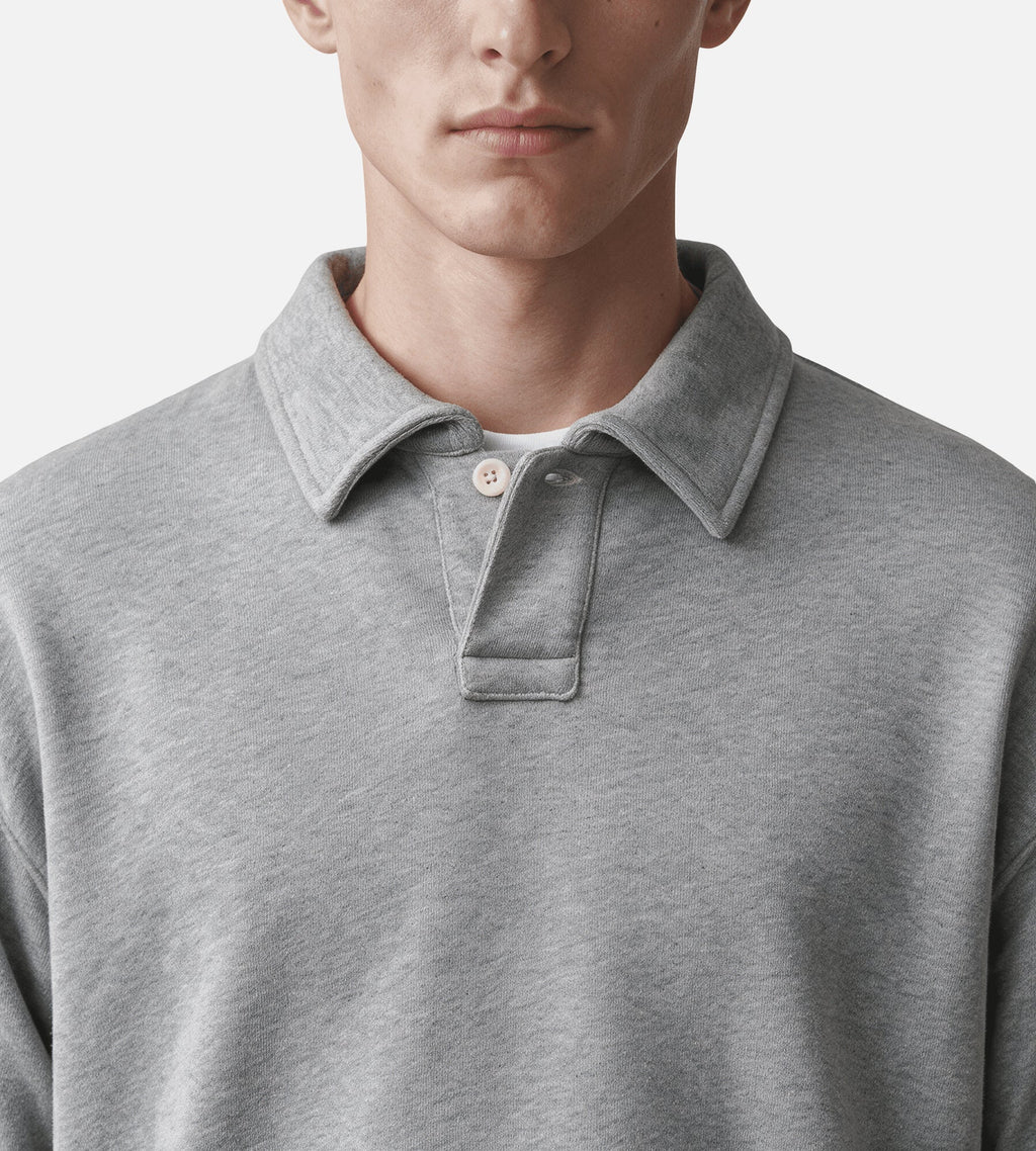 Norse Projects Hjartdal Brushed Diagonal Cotton Fleece Polo Grey Melange