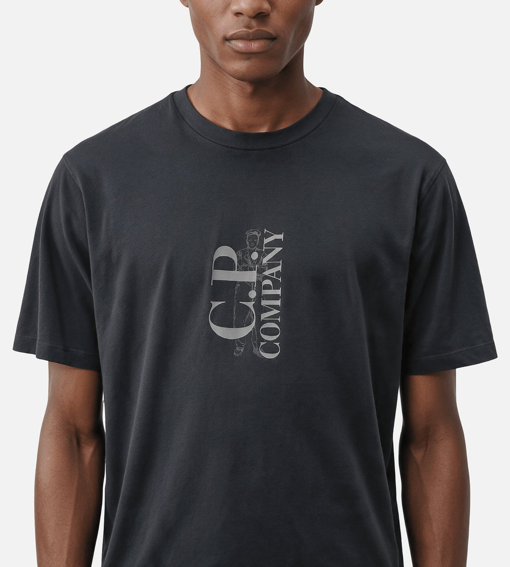C.P. Company 30/1 Jersey Vertical Logo T-Shirt Raven