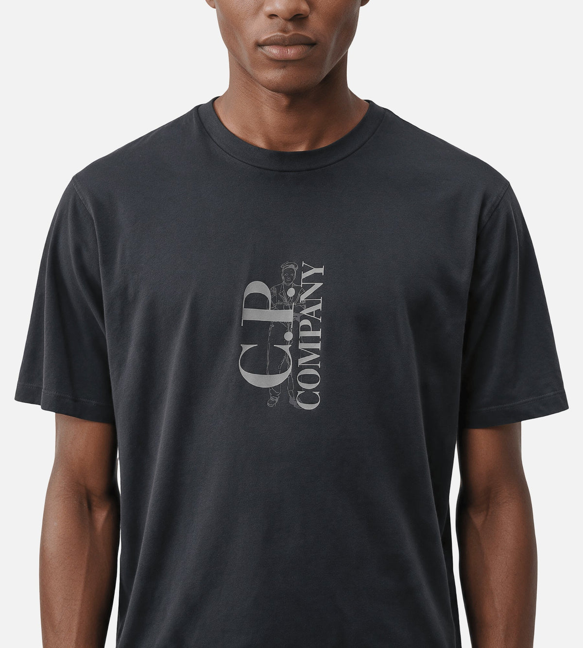 C.P. Company 30/1 Jersey Vertical Logo T-Shirt Raven