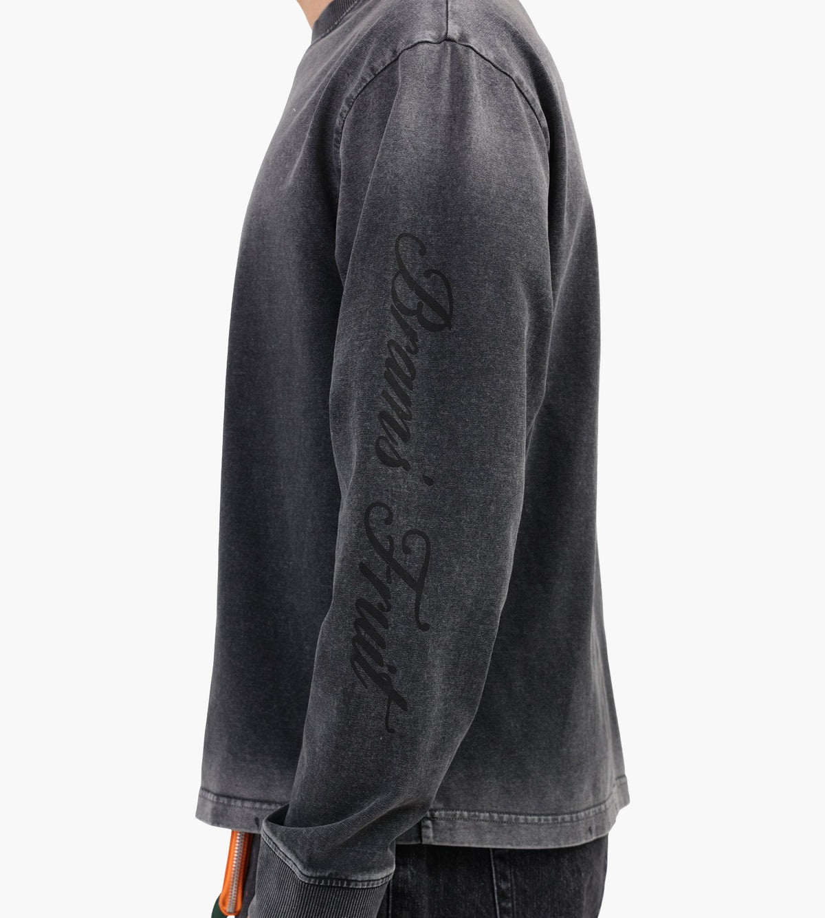 Bram's Fruit Distressed Script Logo Longsleeve Shadow Black