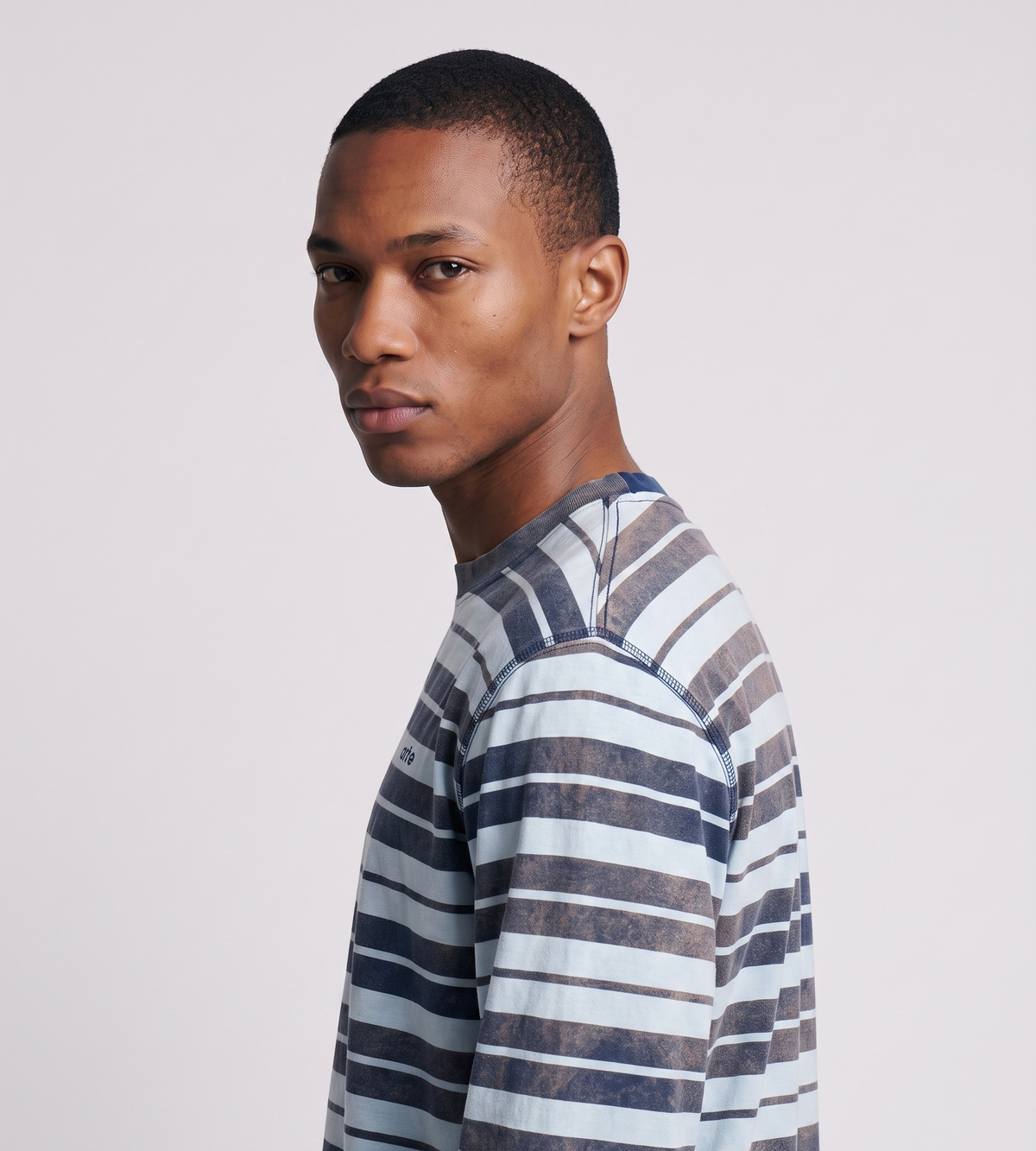 Arte Antwerp Sunfade Striped Longsleeve Navy Light Blue