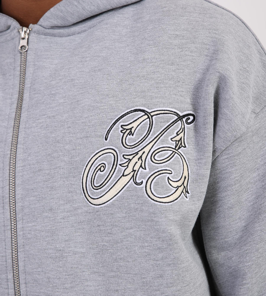 Baskèts Botanical Zip Hoodie Ash Grey
