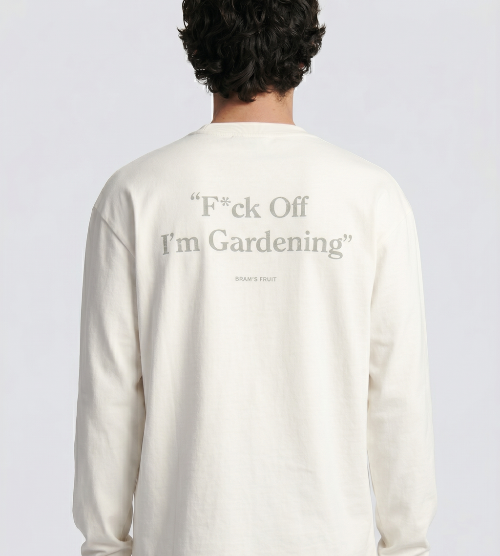 Bram's Fruit Distressed F*ck Off I'm Gardening” Longsleeve White