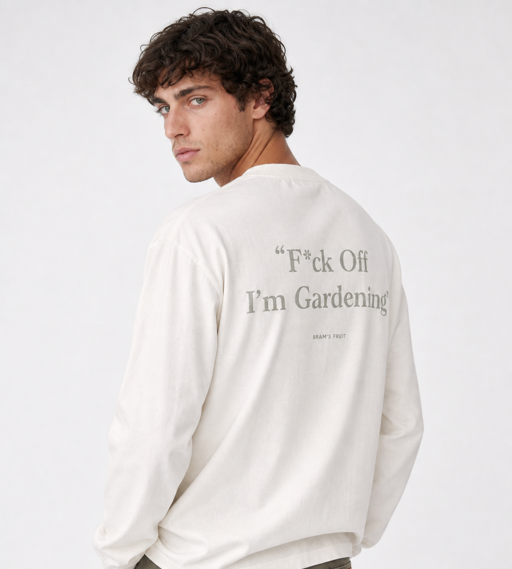 Bram's Fruit Distressed F*ck Off I'm Gardening” Longsleeve White