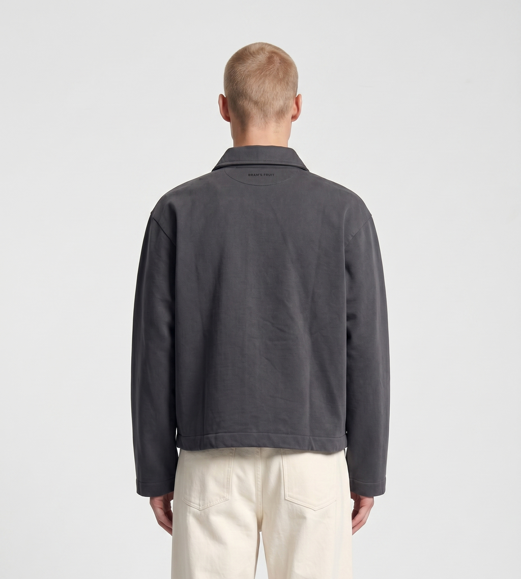 Bram's Fruit Script Logo Full Zip Sweat Shadow Black