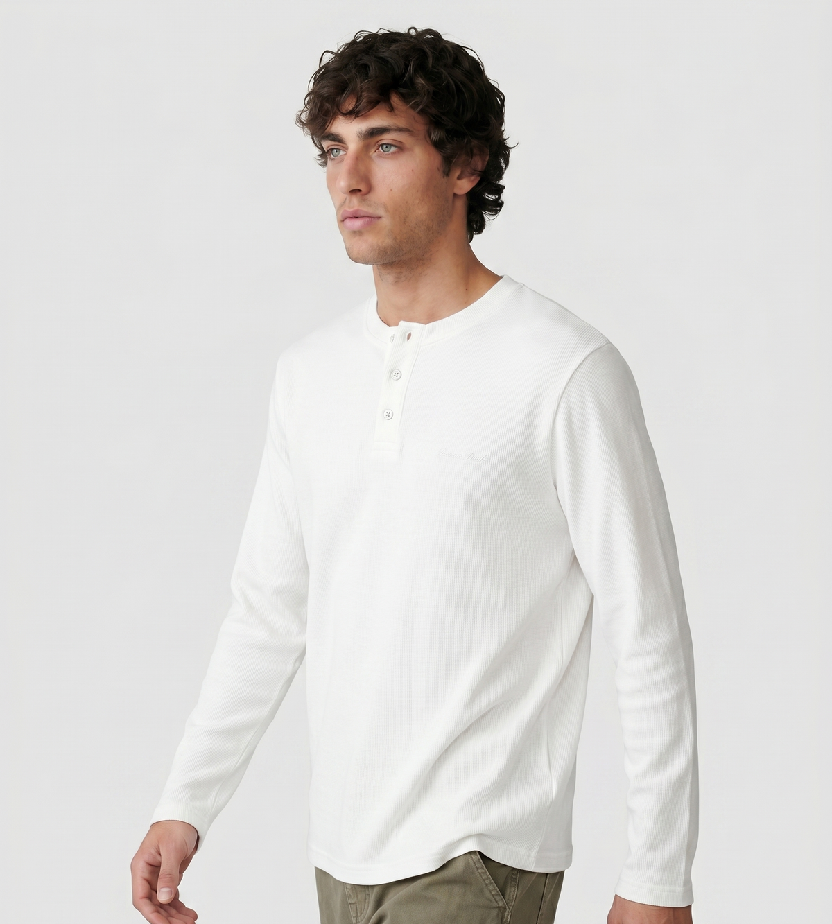 Bram's Fruit Script Logo Henley Longsleeve White