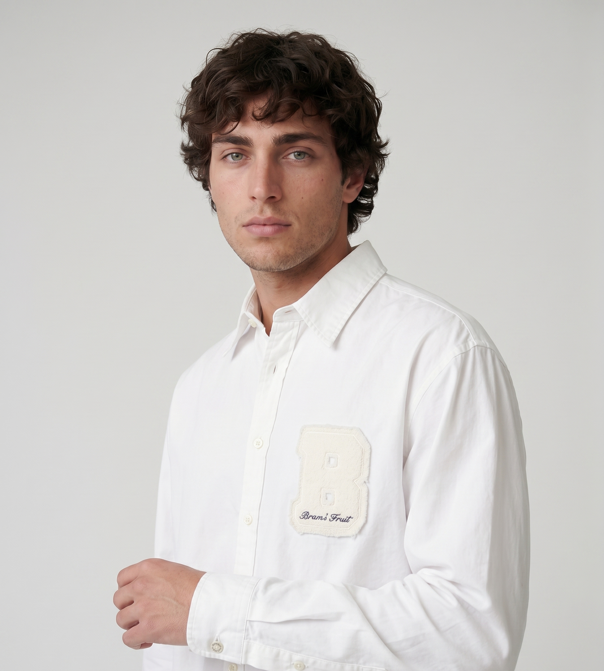 Bram's Fruit Varsity Long Sleeve Shirt White