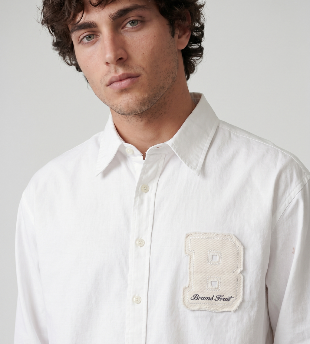 Bram's Fruit Varsity Long Sleeve Shirt White